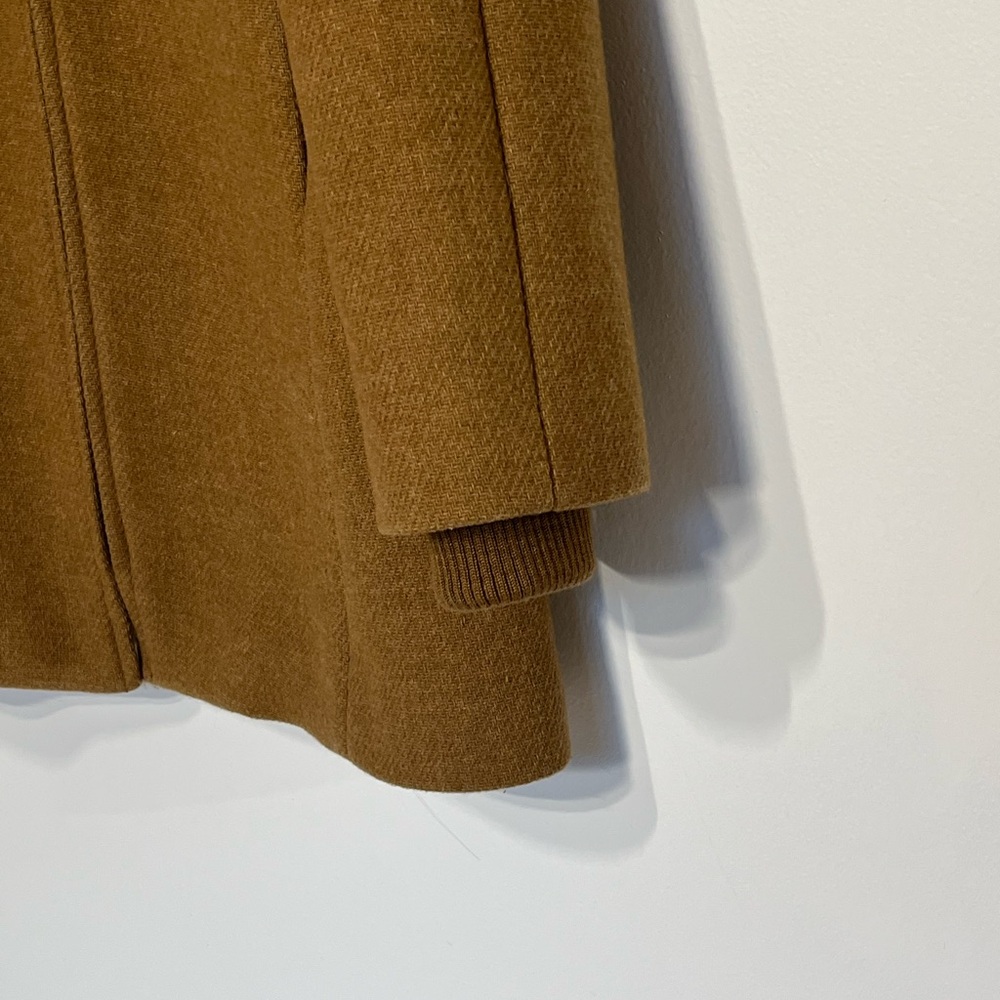 J. Crew Lodge Stadium Coat Italian Wool blend camel brown heavy warm pockets 2 - Picture 5 of 10